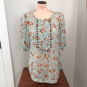 Angie Studded 3/4 Sleeve Blouse Large